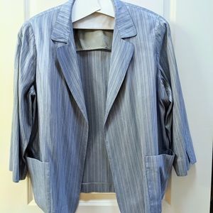 Blue Silk Striped Blazer Size 18W